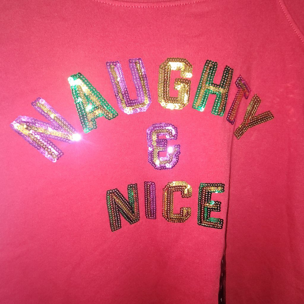 Women's Torrid Naughty & Nice Christmas Sweatshirt Plus 1X Red Multicolor - Picture 4 of 6
